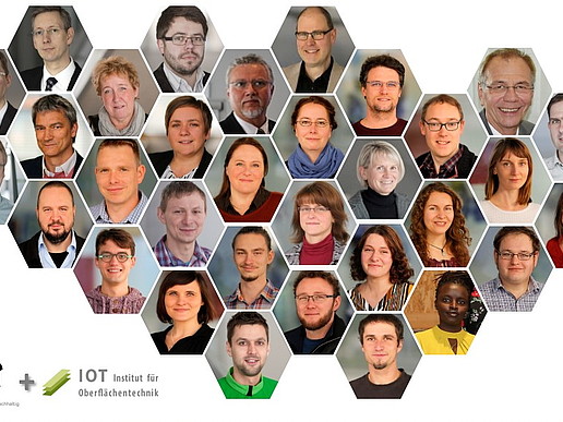 A collage with photos of employees of the new joint institute iTN and IOT, where sustainable research topics are dealt with.