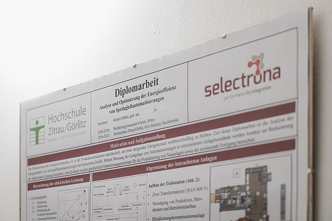 Plakat einer Diplomarbeit der Hochschule Zittau/Görlitz, Thema: Analyse und Optimierung der Energieeffizienz.