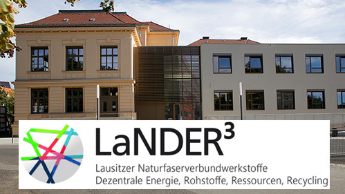 Lander3 Projekt Logo und HSZG Gebäude der Verwaltung