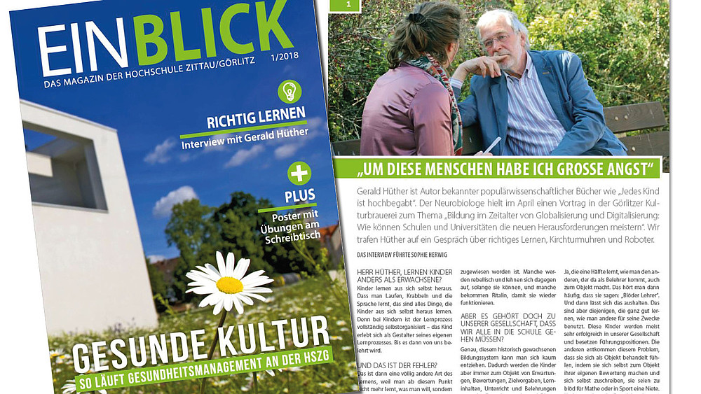 Cover of the new university magazine "Einblick"